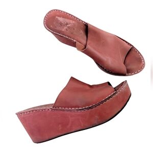 Bohemian Leather Slide Wedges